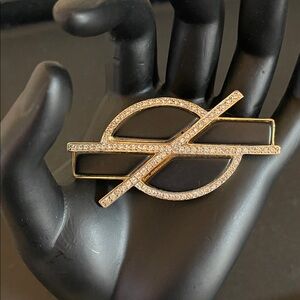 Les Bernard Art Deco Black Lucite & Rhinestone Brooch